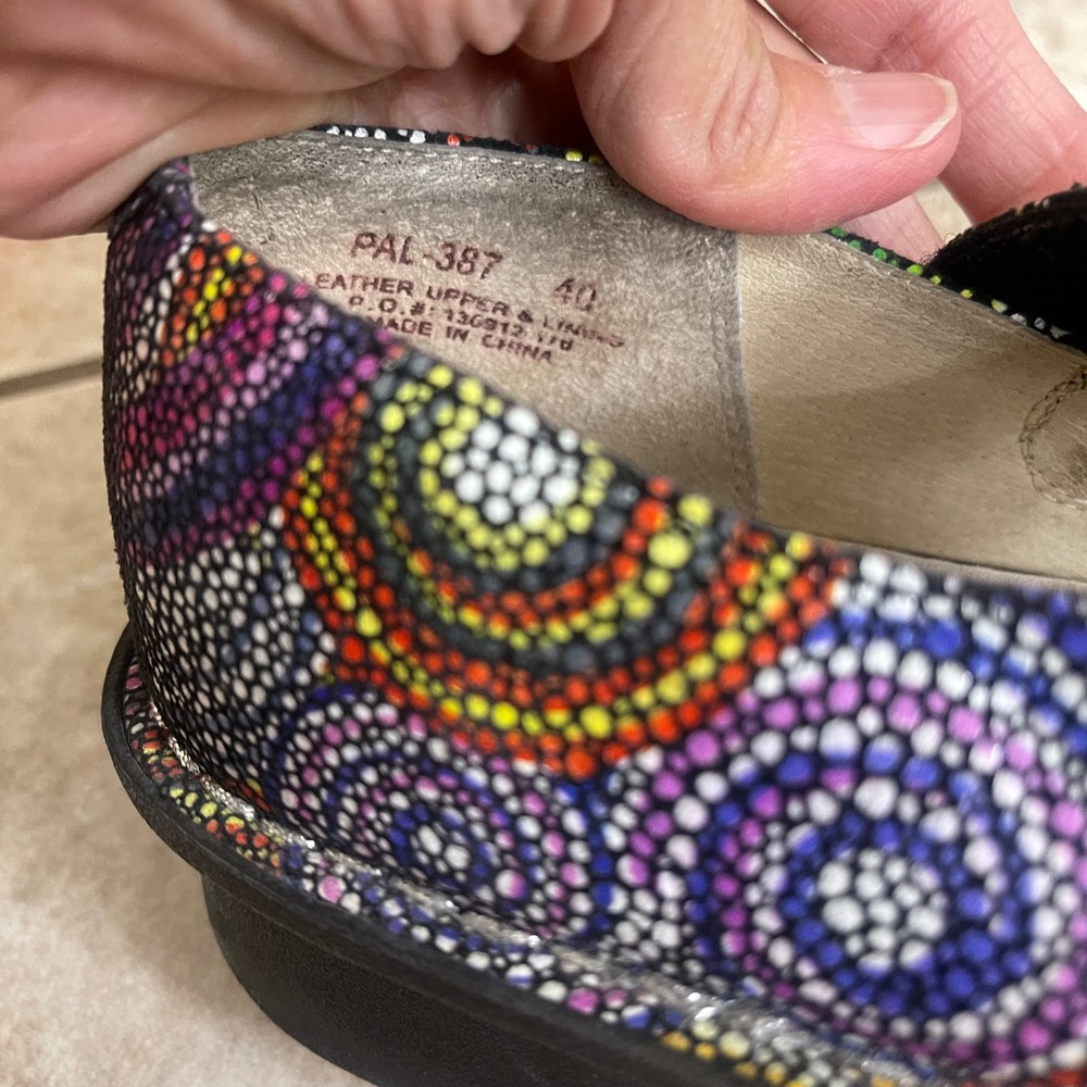 Alegria Paloma Multi Color Mosaic Dot Leather Mary Jane Clog Shoes Woman 9.5-10 - Picture 11 of 11